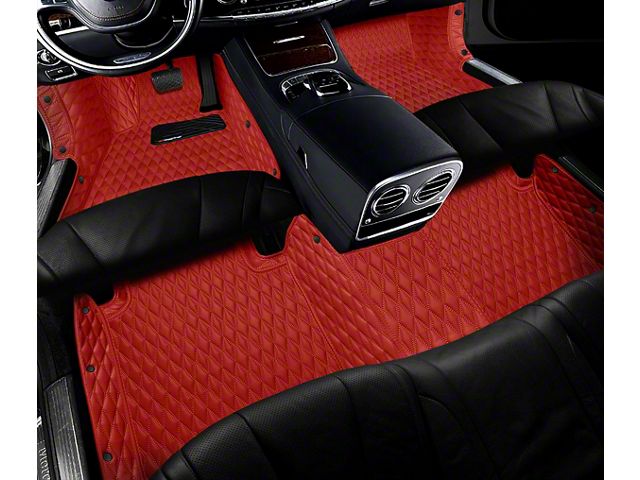Single Layer Diamond Front and Rear Floor Mats; Full Red (18-24 Jeep Wrangler JL 4-Door, Excluding 4xe)