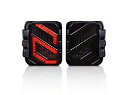 Skyline Elite Tail Lights; Black Housing; Smoked Lens (18-23 Jeep Wrangler JL w/ Factory Halogen Tail Lights)