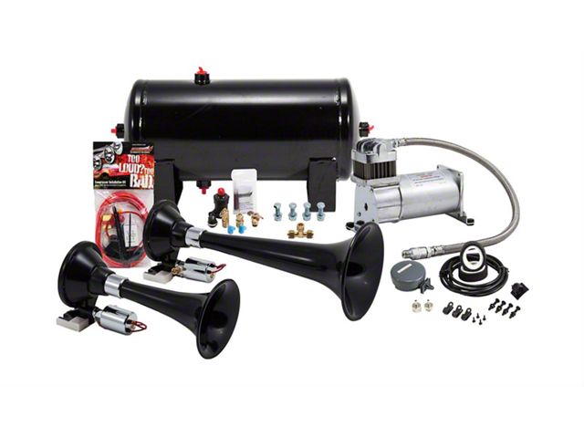 ProBlaster ABS Dual Train Horn System; Black (Universal; Some Adaptation May Be Required)