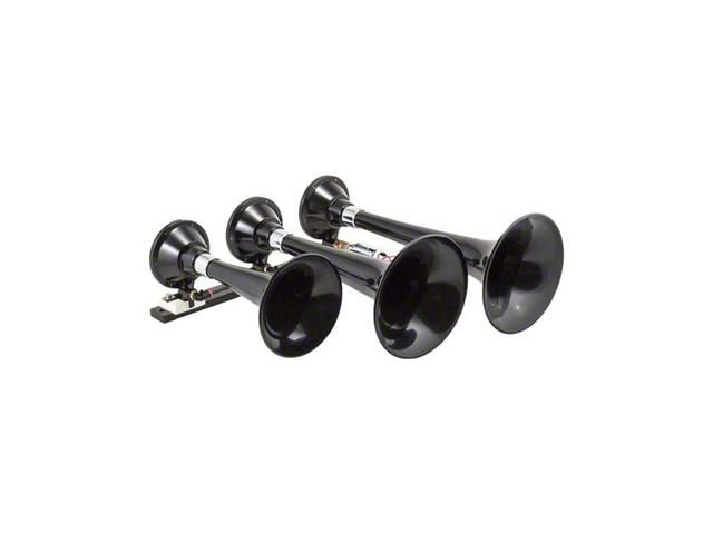 Universal Spare Tire Location Train Horn Kit with Model 230 Triple Horn; Black (Universal; Some Adaptation May Be Required)