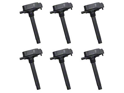 Ignition Coil; Black; Set of Six (16-20 3.6L Jeep Grand Cherokee WK2)