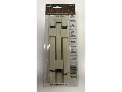 Milspec Plastics Xtreme Zip Ties; 24-Inch; White; 3-Pack