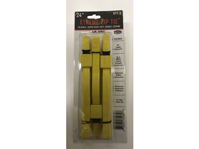 Milspec Plastics Xtreme Zip Ties; 24-Inch; Yellow; 3-Pack