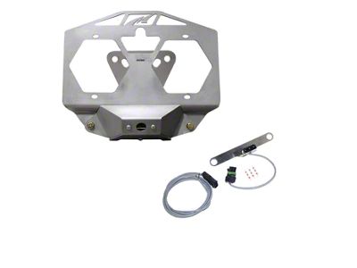 Motobilt Spare Tire License Plate Relocation Kit with Camera Mount and Tag Light; Bare Steel (18-23 Jeep Wrangler JL)