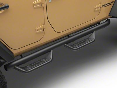 Barricade Tubular Drop Steps; Fine Textured Black (07-18 Jeep Wrangler JK 4-Door)