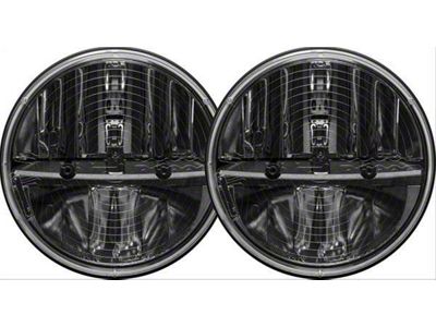 Rigid Industries 7-Inch Round Heated LED Headlights with H13 to H4 Adaptor; Black Housing; Clear Lens (07-18 Jeep Wrangler JK)