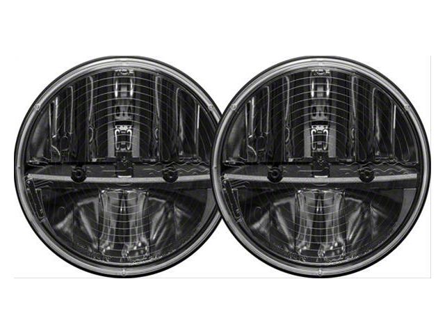 Rigid Industries 7-Inch Round Heated LED Headlights with PWM Anti-Flicker Adaptor; Black Housing; Clear Lens (07-18 Jeep Wrangler JK)