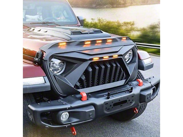 American Modified Hood Protector Stone Guard with Amber LED Lights (18-24 Jeep Wrangler JL, Excluding Rubicon 392)