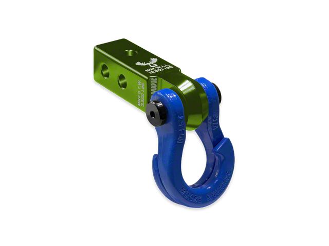Moose Knuckle Offroad Jowl Split Shackle 3/4 and Mohawk 2.0 Receiver Combo; Bean Green/Blue Balls (Universal; Some Adaptation May Be Required)