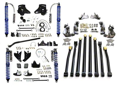 EVO Manufacturing 3 to 5-Inch King Coil-Over Conversion High Clearance Long Arm Pro Suspension Lift Kit with Compression Adjusters (07-18 Jeep Wrangler JK)