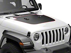SEC10 Hood Decal; Black/Red Carbon Fiber (18-23 Jeep Wrangler JL, Excluding Rubicon 392)