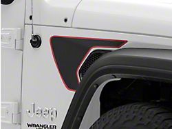 SEC10 Short Side Accent Decal; Black/Red Carbon Fiber (18-23 Jeep Wrangler JL)