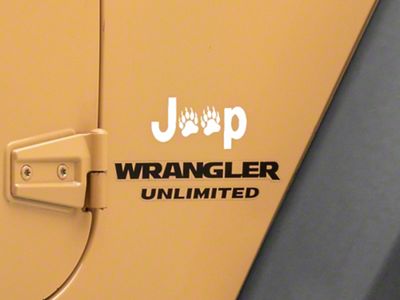 Officially Licensed Jeep Jeep Paw Side Logo; white (87-18 Jeep Wrangler YJ, TJ & JK)