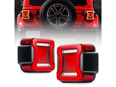 Infinity Series LED Tail Lights; Black Housing; Red Lens (18-23 Jeep Wrangler JL w/ Factory Halogen Tail Lights)