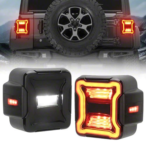 Jeep Wrangler LED Tail Lights; Black Housing; Smoked Lens (1824 Jeep Wrangler JL w/ Factory