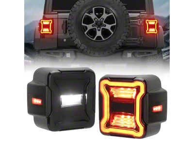 LED Tail Lights; Black Housing; Smoked Lens (18-23 Jeep Wrangler JL w/ Factory Halogen Tail Lights)