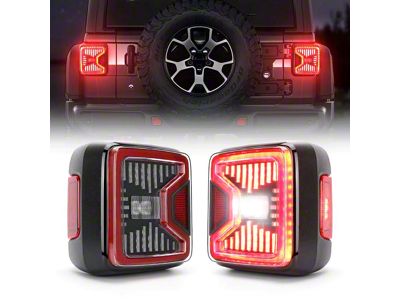 Linear Series LED Tail Lights; Black Housing; Clear Lens (18-23 Jeep Wrangler JL w/ Factory Halogen Tail Lights)