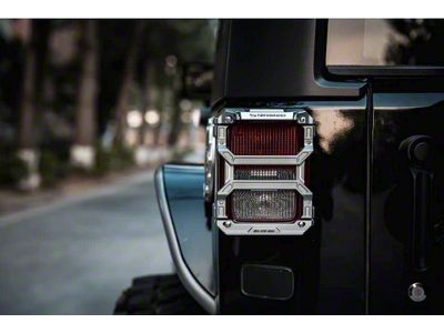 Awaken Series Tail Light Covers; Silver (07-18 Jeep Wrangler JK)