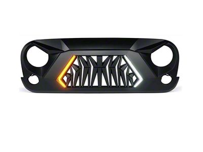 G1 Angry Series Grille with Turn Signals; Matte Black (07-18 Jeep Wrangler JK)