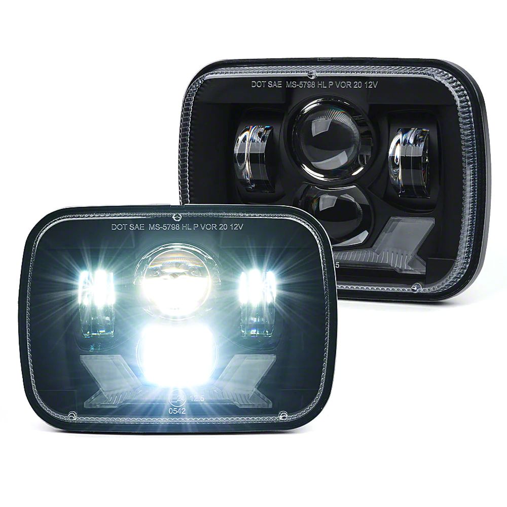 Jeep Cherokee 5x7Inch LED Headlights with DRL and Turn Signals; Black Housing; Clear Lens (84