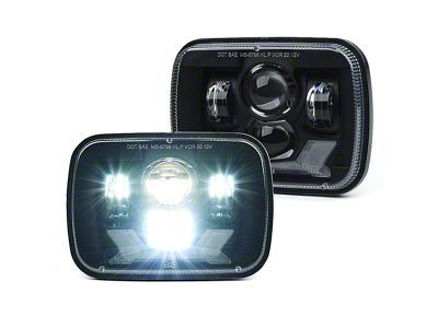 5x7-Inch LED Headlights with DRL and Turn Signals; Black Housing; Clear Lens (87-95 Jeep Wrangler YJ)