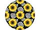 Sunflowers with Leopard Print Spare Tire Cover; Black (76-18 Jeep CJ7, Wrangler YJ, TJ & JK)
