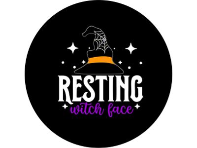 Resting Witch Face Spare Tire Cover with Camera Cutout; Black (18-24 Jeep Wrangler JL)