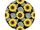 Sunflowers with Leopard Print Spare Tire Cover with Camera Cutout; Black (18-24 Jeep Wrangler JL)