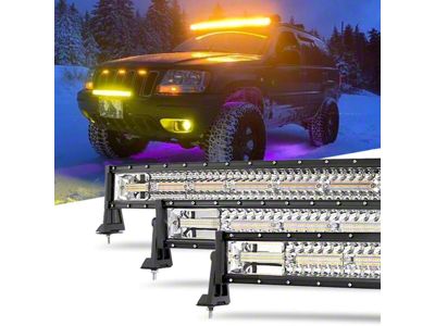 Auxbeam 50-Inch Curved LED Light Bar; White and Amber (Universal; Some Adaptation May Be Required)