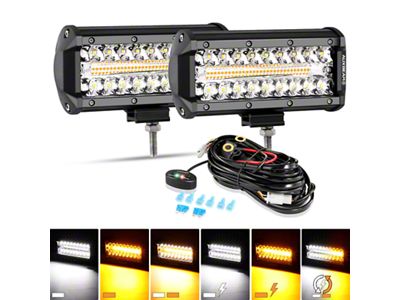 Auxbeam 7-Inch LED Light Bar; White and Amber (Universal; Some Adaptation May Be Required)