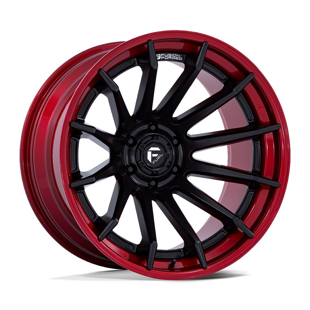 Fuel Wheels Jeep Wrangler Fusion Forged Burn Matte Black with Candy Red