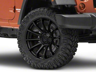 Fuel Wheels Fusion Forged Burn Matte Black with Gloss Black Lip Wheel; 22x12 (07-18 Jeep Wrangler JK)