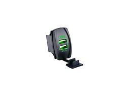 Quake LED Illuminated USB Rocker Switch; Green (Universal; Some Adaptation May Be Required)