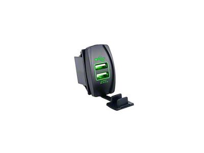 Quake LED Illuminated USB Rocker Switch; Green (Universal; Some Adaptation May Be Required)