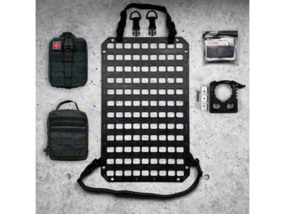 Grey Man Tactical Vehicle Seatback RMP MOLLE Panel Package with 3-Inch QuickFist Clamp and Medical Tear Away Pouch and BaseMed First Aid Kit; 15.25-Inch x 25-Inch (Universal; Some Adaptation May Be Required)