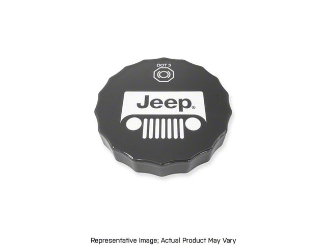 American Brothers Design Master Cylinder Cap Cover with Engraved Jeep Logo; Punkn (20-24 Jeep Gladiator JT)