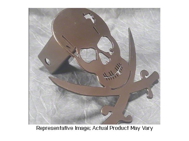 Wild Child Customs Pirate Skull Jolly Roger Tow Hitch Cover; Orange (Universal; Some Adaptation May Be Required)