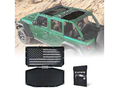 Bikini Mesh Sunshade Top; US Flag (18-24 Jeep Wrangler JL 4-Door)