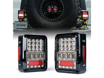 Destroyer Series LED Tail Lights; Black Housing; Clear Lens (07-18 Jeep Wrangler JK)