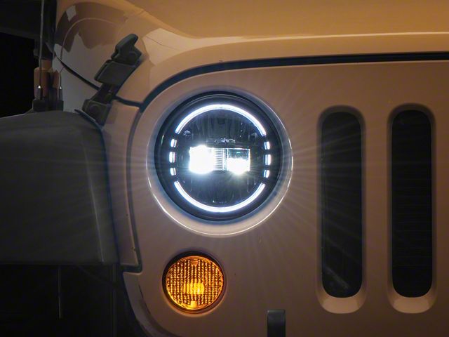 Envision Series LED Halo Headlights; Black Housing; Clear Lens (97-18 Jeep Wrangler TJ & JK)