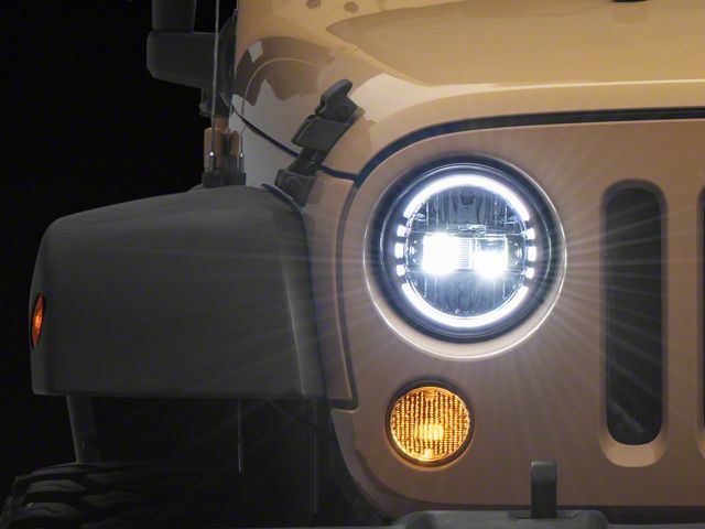 Envision Series LED Halo Headlights; Chrome Housing; Clear Lens (97-18 Jeep Wrangler TJ & JK)