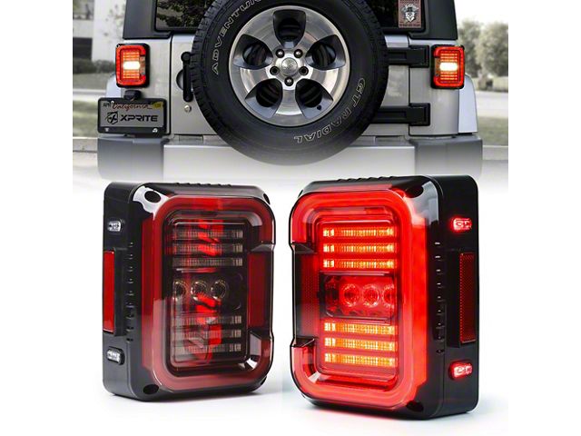 Inspire Series LED Tail Lights; Black Housing; Clear Lens (07-18 Jeep Wrangler JK)