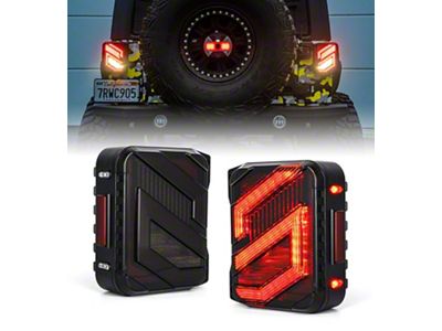 Savage Series LED Tail Lights; Black Housing; Smoked Lens (07-18 Jeep Wrangler JK)