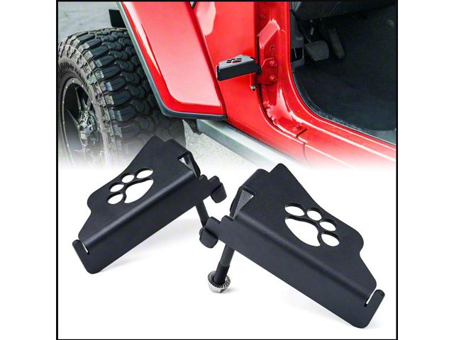 Front Foot Pegs; Paw Print (20-24 Jeep Gladiator JT)