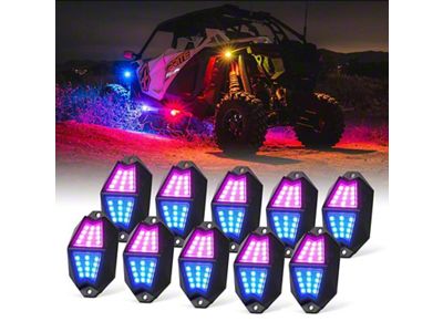 Multi-Color LED RGB Rock Lights; 10-Pieces (Universal; Some Adaptation May Be Required)
