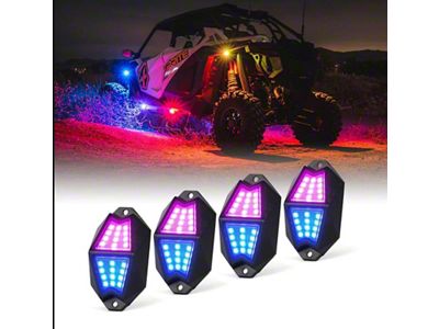 Multi-Color LED RGB Rock Lights; 4-Pieces (Universal; Some Adaptation May Be Required)