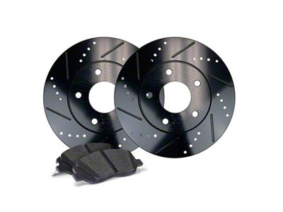 Apex One Elite Cross-Drill and Slots Brake Rotor and Friction Point Pad Kit; Front and Rear (18-24 Jeep Wrangler JL, Excluding 4xe, Rubicon & Sahara)