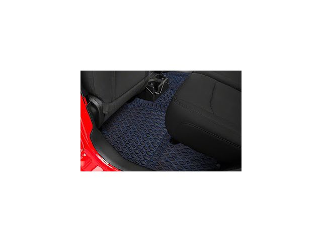 Single Layer Diamond Front and Rear Floor Mats; Black and Blue Stitching (07-18 Jeep Wrangler JK 2-Door)