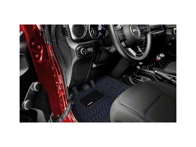 Single Layer Diamond Front and Rear Floor Mats; Black and Blue Stitching (18-24 Jeep Wrangler JL 4-Door)