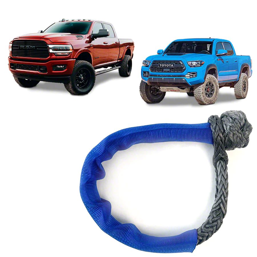 Jeep 7/16-Inch x 10-Inch Soft Shackle with Chafe Guard; Blue Wrangler Yankum Ropes